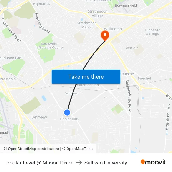 Poplar Level @ Mason Dixon to Sullivan University map