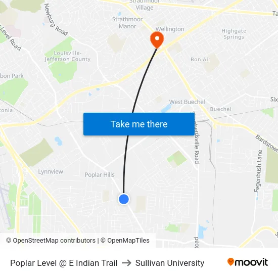 Poplar Level @ E Indian Trail to Sullivan University map
