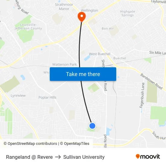 Rangeland @ Revere to Sullivan University map