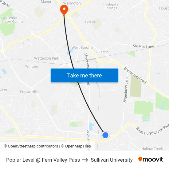 Poplar Level @ Fern Valley Pass to Sullivan University map