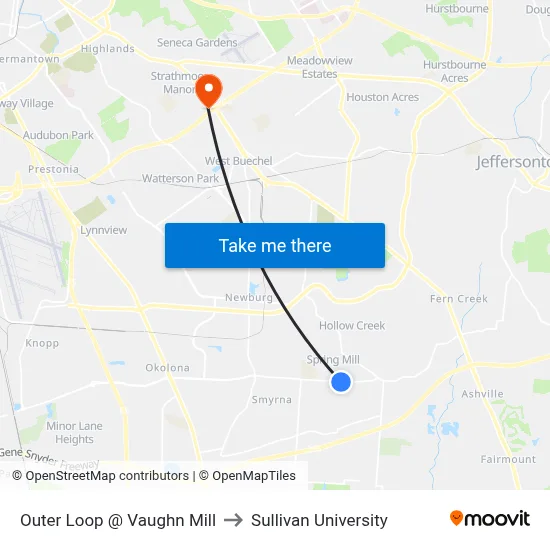 Outer Loop @ Vaughn Mill to Sullivan University map