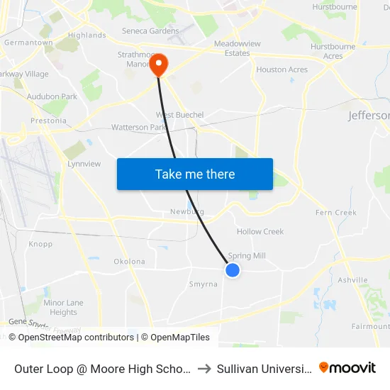 Outer Loop @ Moore High School to Sullivan University map