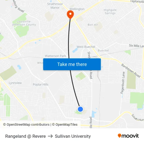 Rangeland @ Revere to Sullivan University map