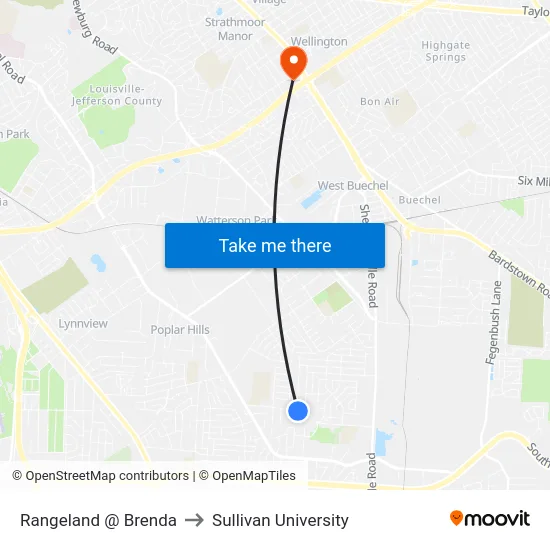 Rangeland @ Brenda to Sullivan University map