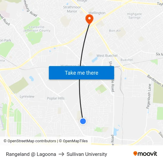 Rangeland @ Lagoona to Sullivan University map