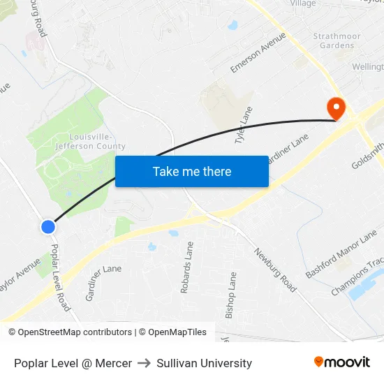 Poplar Level @ Mercer to Sullivan University map
