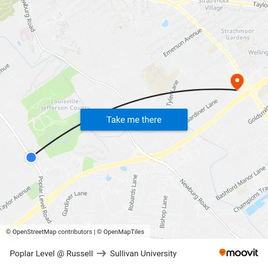 Poplar Level @ Russell to Sullivan University map