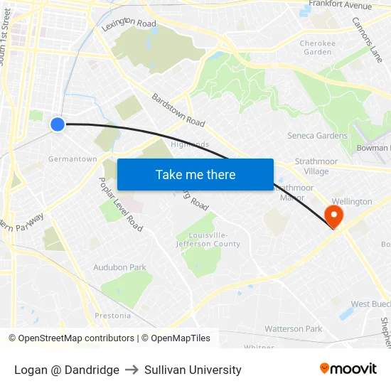 Logan @ Dandridge to Sullivan University map