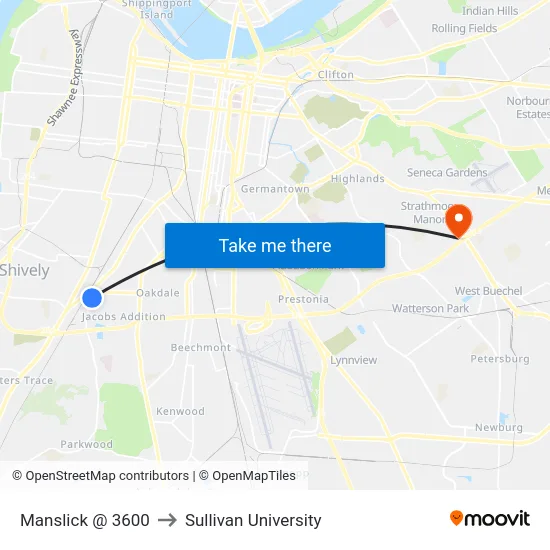 Manslick @ 3600 to Sullivan University map