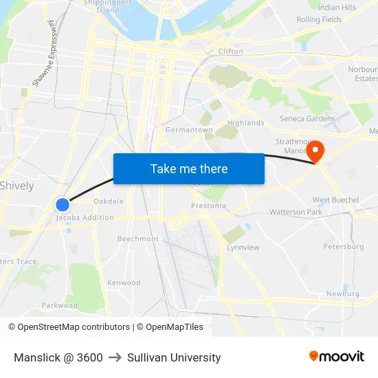 Manslick @ 3600 to Sullivan University map