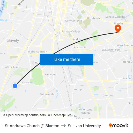 St Andrews Church @ Blanton to Sullivan University map