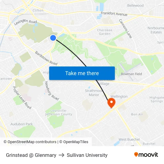 Grinstead @ Glenmary to Sullivan University map