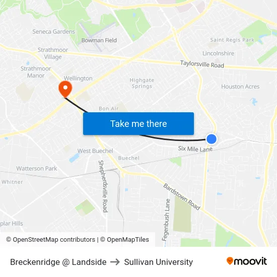 Breckenridge @ Landside to Sullivan University map