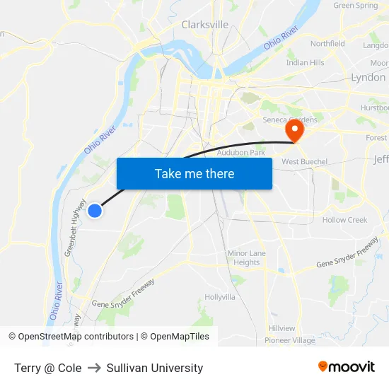 Terry @ Cole to Sullivan University map