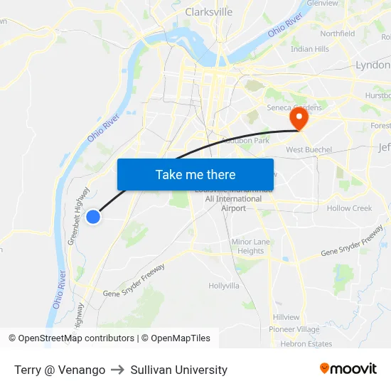 Terry @ Venango to Sullivan University map