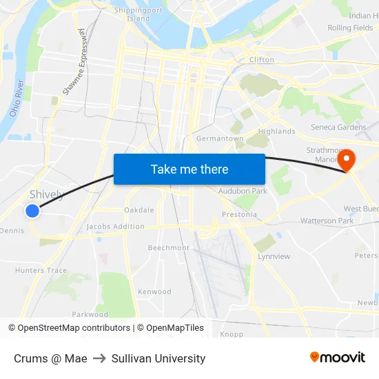 Crums @ Mae to Sullivan University map