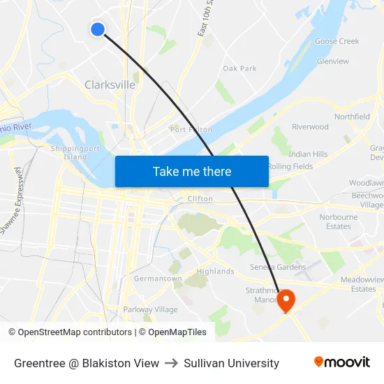 Greentree @ Blakiston View to Sullivan University map