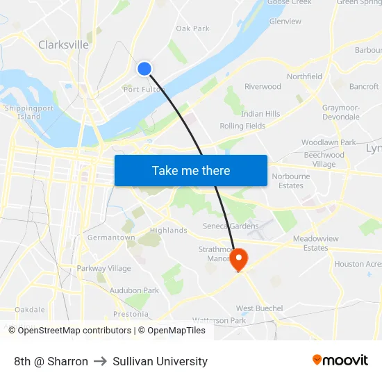 8th @ Sharron to Sullivan University map