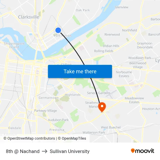 8th @ Nachand to Sullivan University map