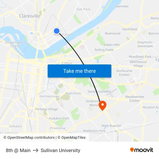 8th @ Main to Sullivan University map