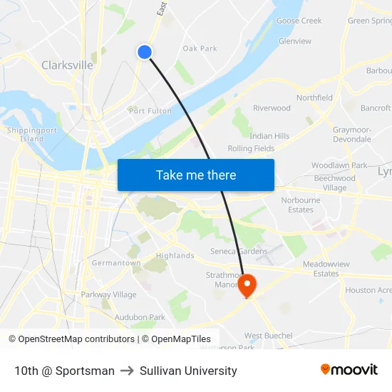 10th @ Sportsman to Sullivan University map