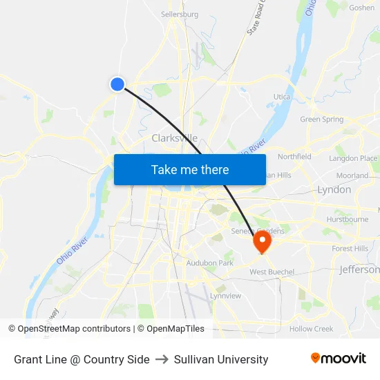 Grant Line @ Country Side to Sullivan University map