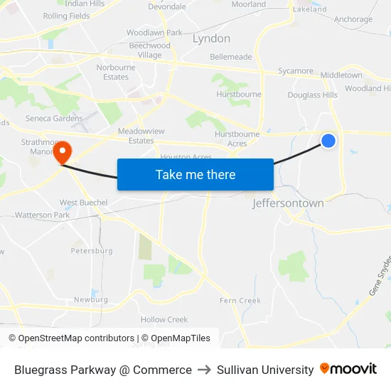 Bluegrass Parkway @ Commerce to Sullivan University map