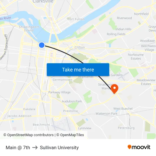 Main @ 7th to Sullivan University map