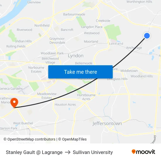 Stanley Gault @ Lagrange to Sullivan University map