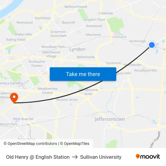 Old Henry @ English Station to Sullivan University map