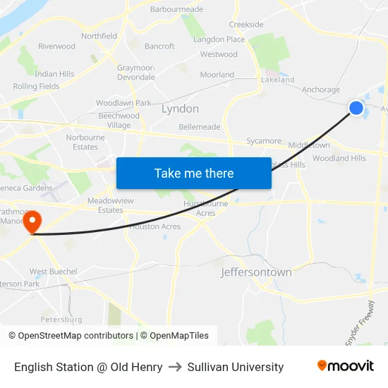 English Station @ Old Henry to Sullivan University map