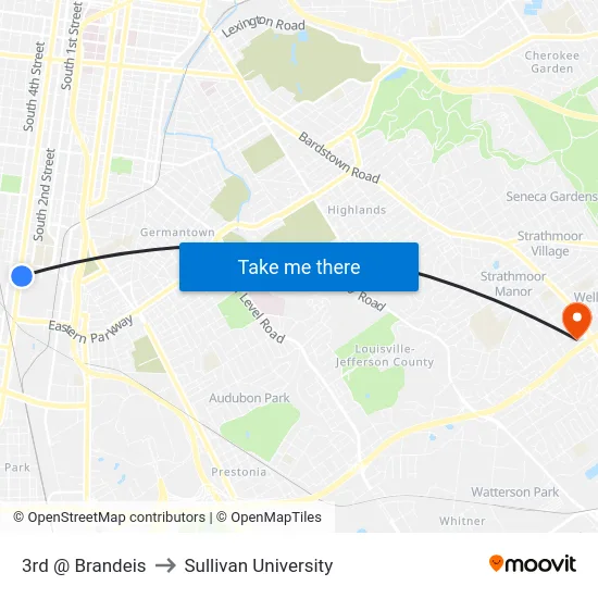 3rd @ Brandeis to Sullivan University map