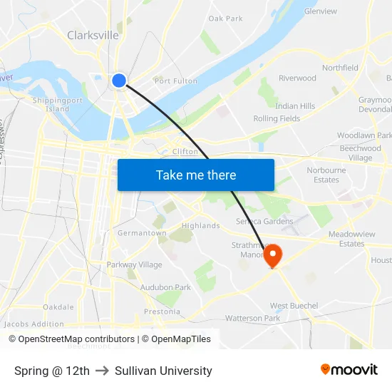 Spring @ 12th to Sullivan University map
