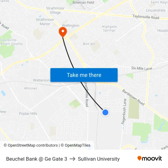 Beuchel Bank @ Ge Gate 3 to Sullivan University map