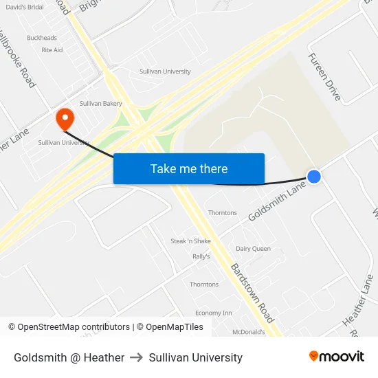 Goldsmith @ Heather to Sullivan University map