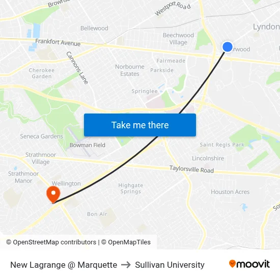 New Lagrange @ Marquette to Sullivan University map