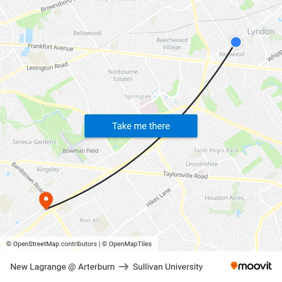 New Lagrange @ Arterburn to Sullivan University map