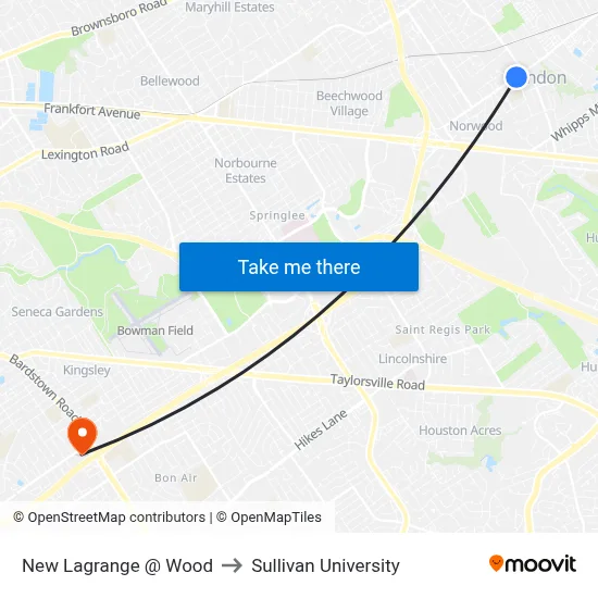 New Lagrange @ Wood to Sullivan University map