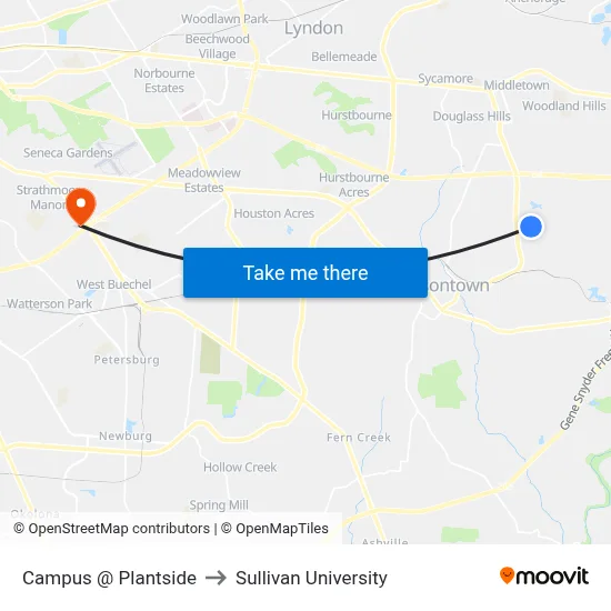 Campus @ Plantside to Sullivan University map