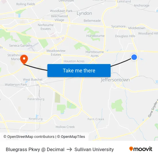 Bluegrass Pkwy @ Decimal to Sullivan University map