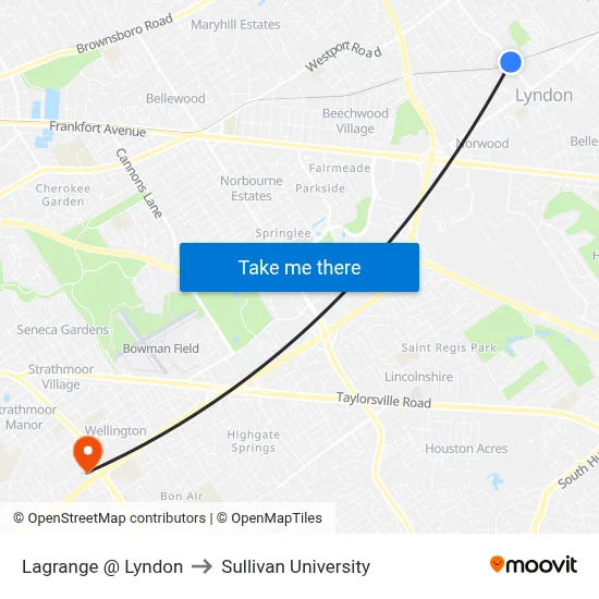 Lagrange @ Lyndon to Sullivan University map