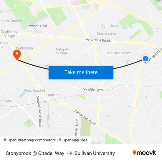 Stonybrook @ Citadel Way to Sullivan University map