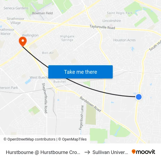 Hurstbourne @ Hurstbourne Crossing to Sullivan University map