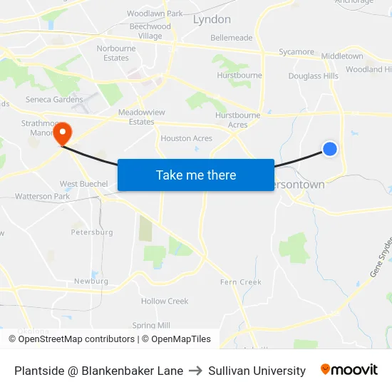 Plantside @ Blankenbaker Lane to Sullivan University map