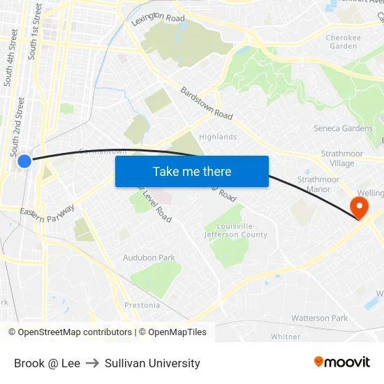 Brook @ Lee to Sullivan University map