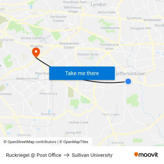 Ruckriegel @ Post Office to Sullivan University map