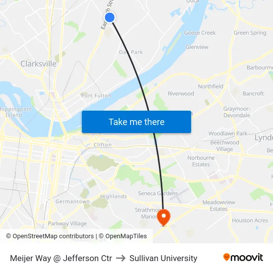 Meijer Way @ Jefferson Ctr to Sullivan University map
