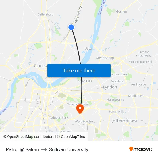 Patrol @ Salem to Sullivan University map