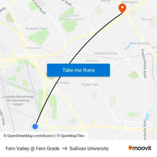 Fern Valley @ Fern Grade to Sullivan University map