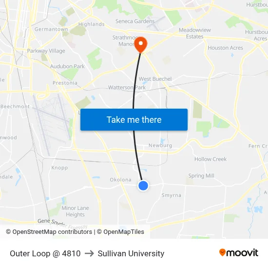 Outer Loop @ 4810 to Sullivan University map